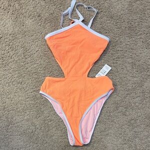 Cupshe Vibrant Orange Textured cutout Swimsuit